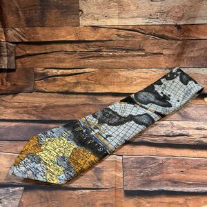 City One Tie Mens Vintage World Map Airplane Globe Pilot Travel Novelty Necktie